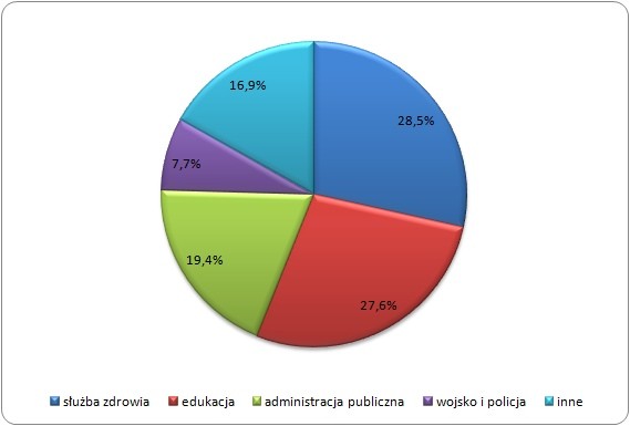 Struktura zatrudnienia w sektorze publicznym według branż w Wielkiej Brytanii 
w grudniu 2013 roku (w %)