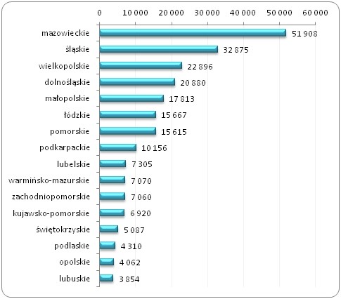 Liczba zatrudnionych specjalistów nauk fizycznych, 
matematycznych i technicznych w ramach tzw. dużej grupy zawodów w Polsce